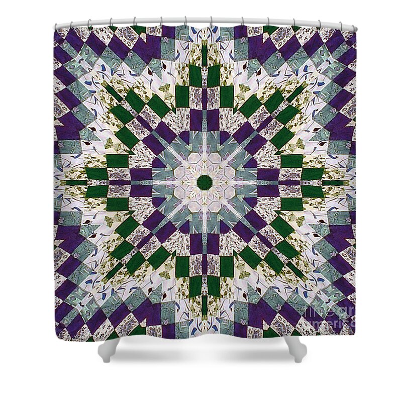 Patchwork Shower Curtain featuring the photograph Purple and Green Patchwork Art by Barbara A Griffin