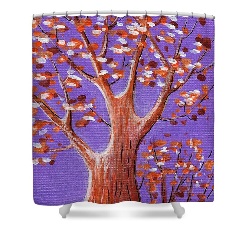 Malakhova Shower Curtain featuring the painting Purple and Orange by Anastasiya Malakhova