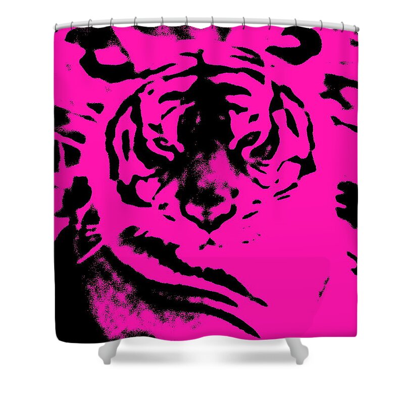 Graphic Shower Curtain featuring the photograph Magical Purple Bengal Tiger by Belinda Lee