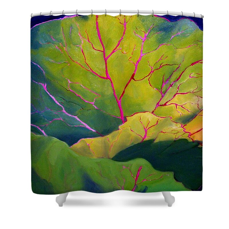 Vegetables Shower Curtain featuring the painting Purple Cabbage at Sunrise by Maria Hunt