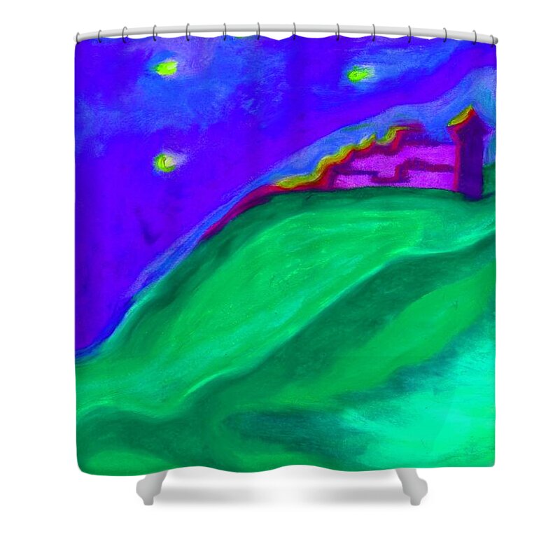 Castle Shower Curtain featuring the painting Purple Castle by jrr by First Star Art