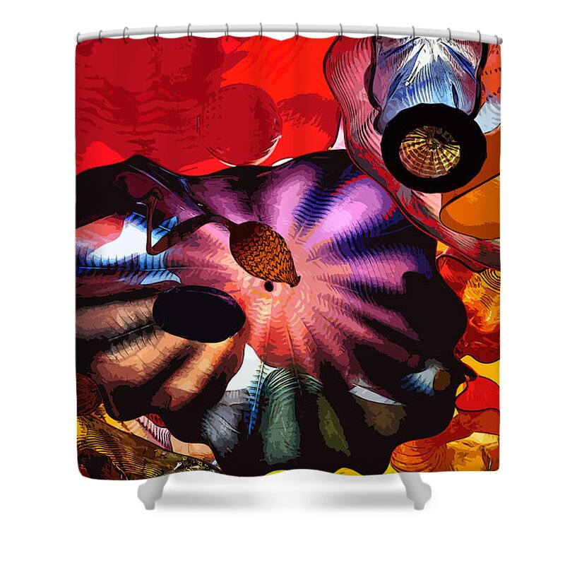 Purple Shower Curtain featuring the digital art Purple Glass in Sea of Red by Kirt Tisdale