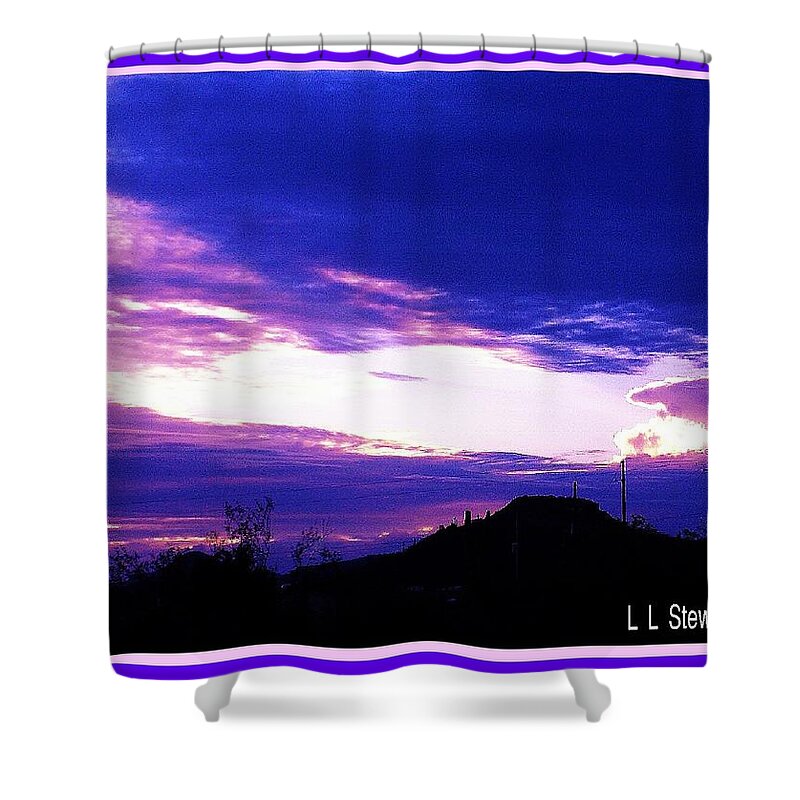 Arizona Shower Curtain featuring the photograph Purple Mesa by L L Stewart