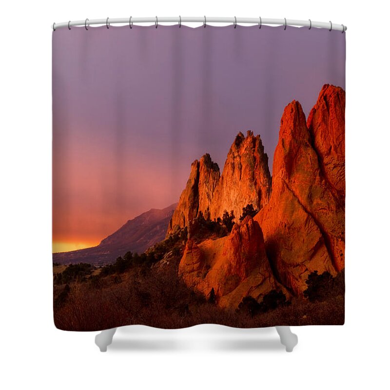 Garden Of The Gods Shower Curtain featuring the photograph Purple Morning at Garden of the Gods by Ronda Kimbrow