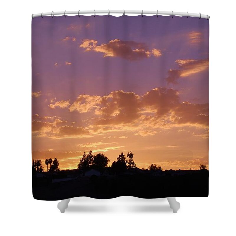 Linda Brody Shower Curtain featuring the photograph Purple Sky by Linda Brody