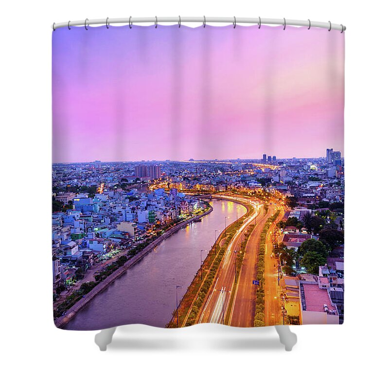 Ho Chi Minh City Shower Curtain featuring the photograph Purple Sunset Of Ho Chi Minh City by Phung Huynh Vu Qui