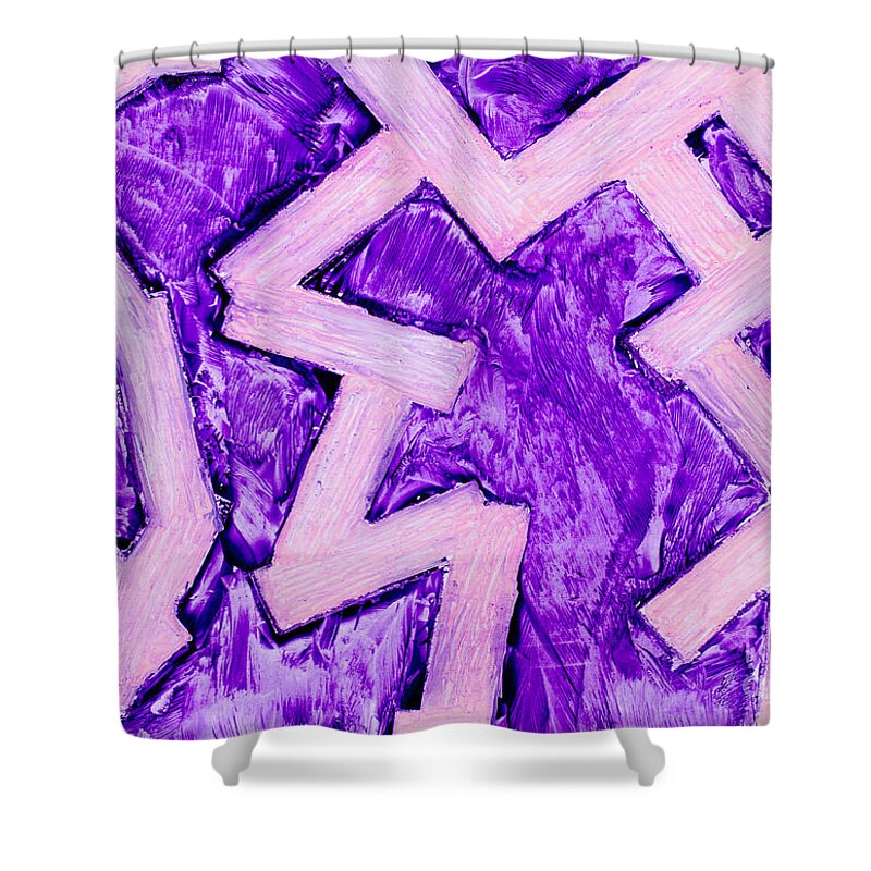 Zigzag Shower Curtain featuring the painting Purple zigzag was painting by Simon Bratt