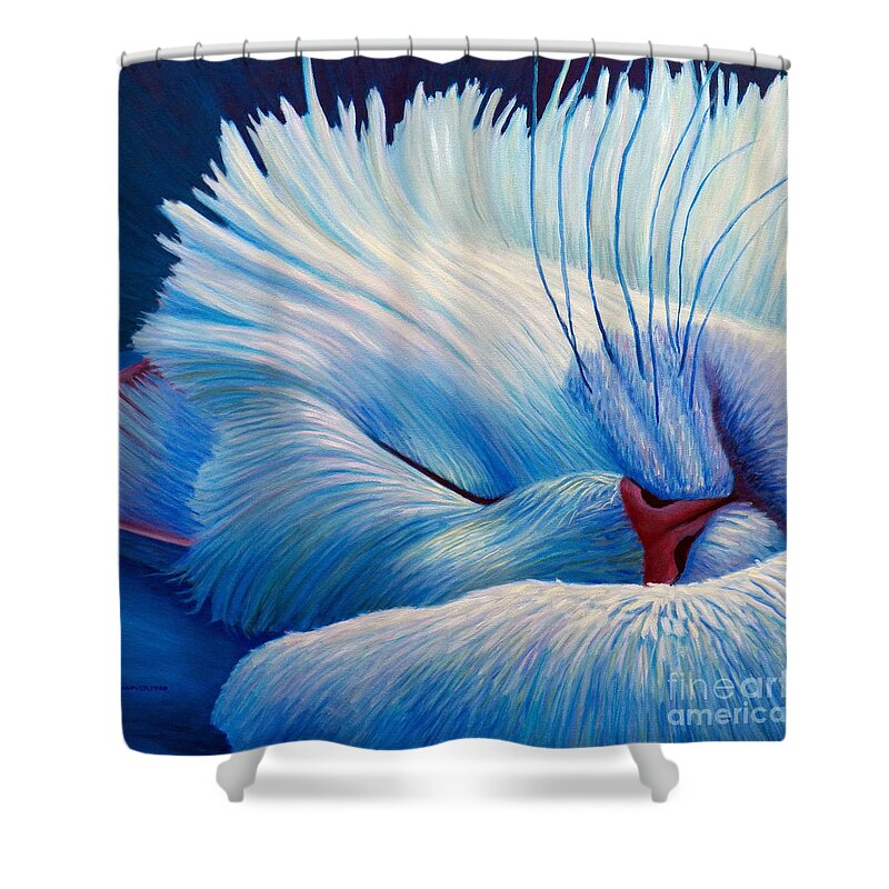 Cat Shower Curtain featuring the painting Purr by Brian Commerford