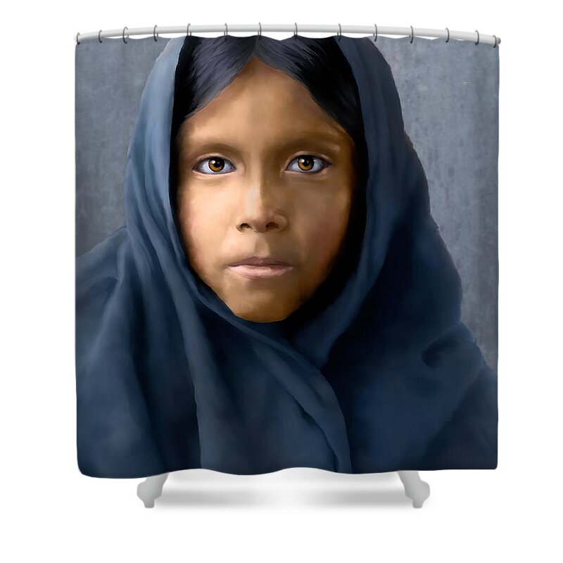 Qahatika Shower Curtain featuring the digital art Qahatika girl by Rick Mosher