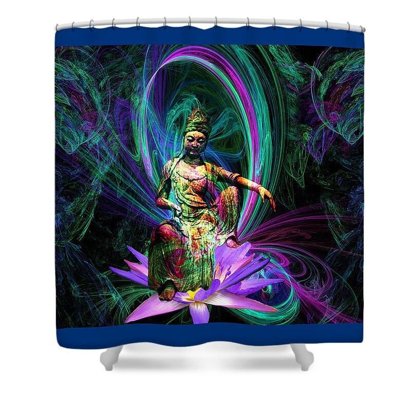 Quan Yin Shower Curtain featuring the digital art Quan Yin by Lisa Yount