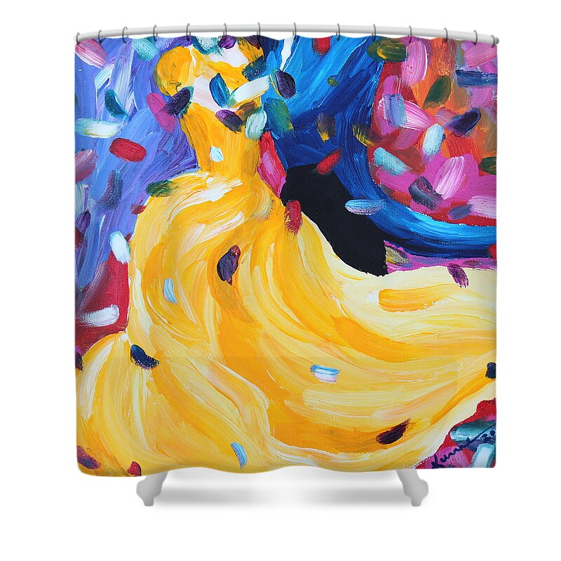 Quickstep Shower Curtain featuring the painting Quickstep by Kume Bryant