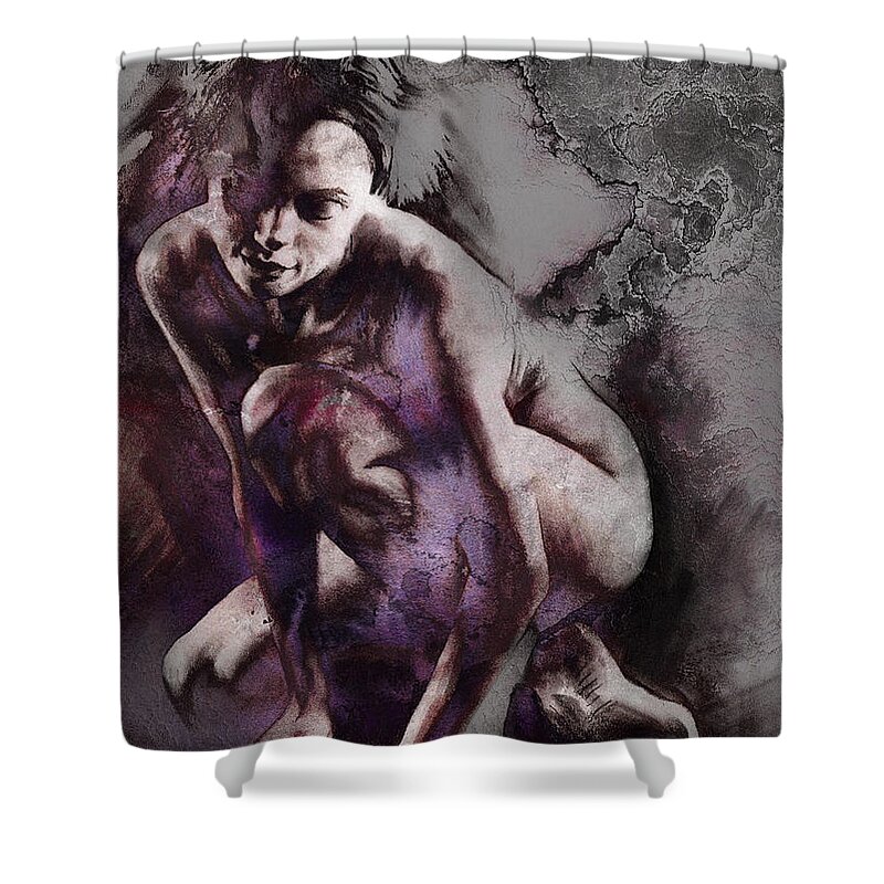 Quiescent Shower Curtain featuring the drawing Quiescent with texture by Paul Davenport