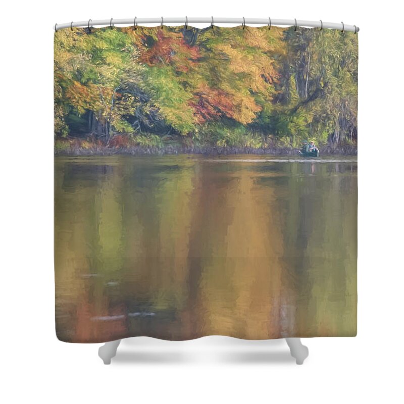Autumn Shower Curtain featuring the photograph Quiet Autumn Day at the Pond by Jean-Pierre Ducondi