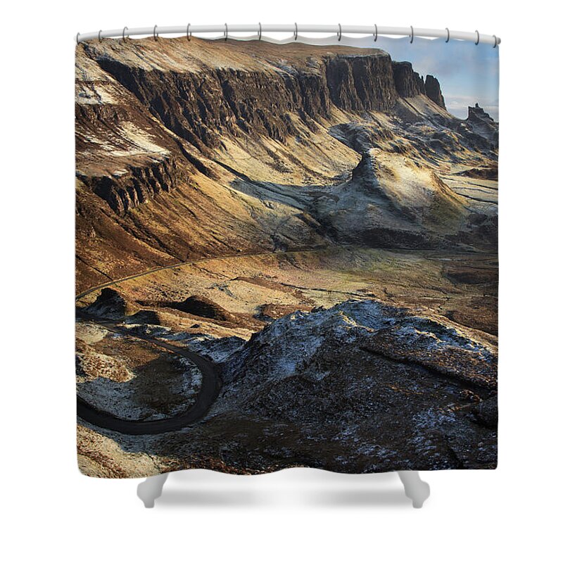 Geology Shower Curtain featuring the photograph Quiraing by Billy Currie Photography