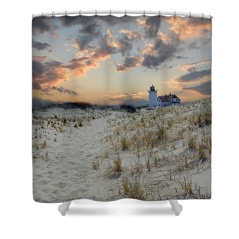 Race Point Lighthouse Shower Curtain featuring the photograph Race Point Lighthouse by Skip Willits
