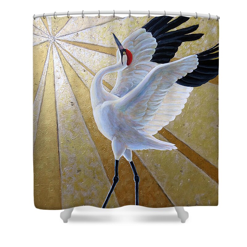 Whooping Crane Shower Curtain featuring the painting Radiant by Ande Hall