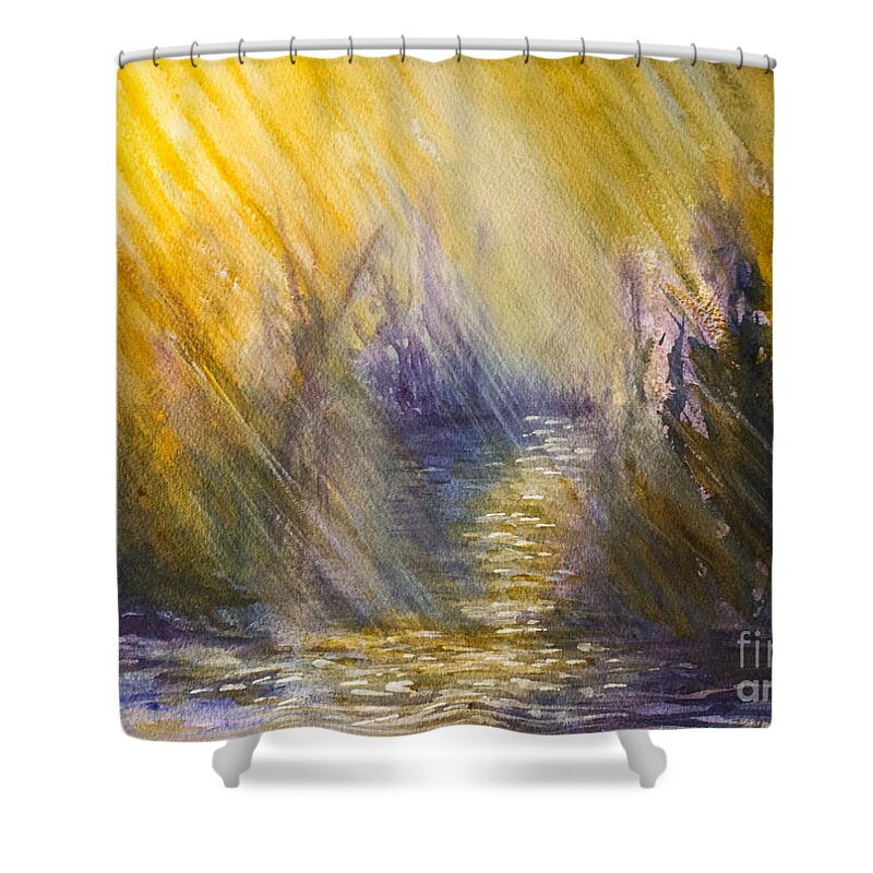 Light Rays Shower Curtain featuring the painting Radiant Hope by Allison Ashton