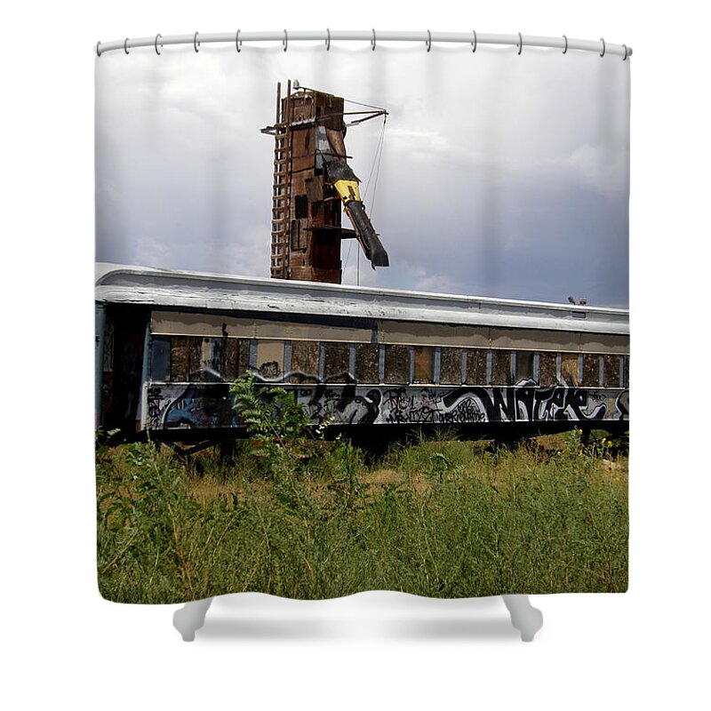 Becky Furgason Shower Curtain featuring the photograph #ishalltakethisunboundtrainaway by Becky Furgason