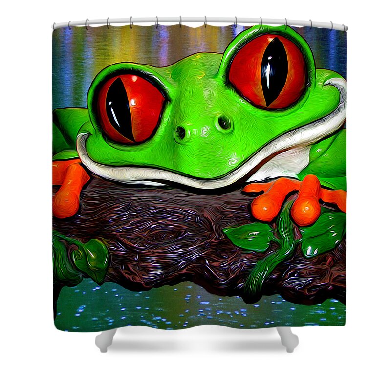 Frog Shower Curtain featuring the photograph Rain Forest Frog by John Haldane