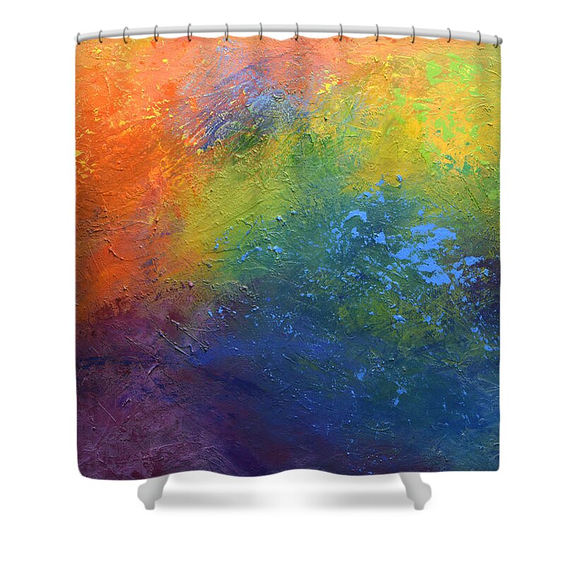 Sky Shower Curtain featuring the painting Rainbow Blue by Linda Bailey
