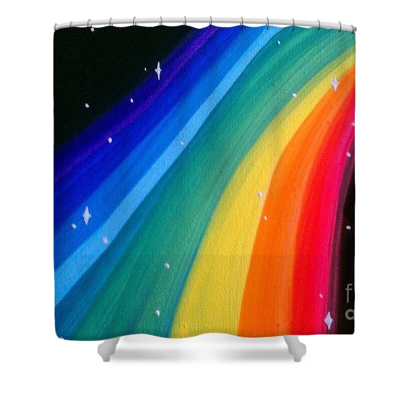 Marisela Mungia Shower Curtain featuring the painting Rainbow Road by Marisela Mungia