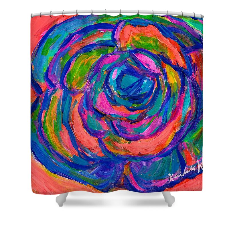 Rose Shower Curtain featuring the painting Rainbow Rose by Kendall Kessler