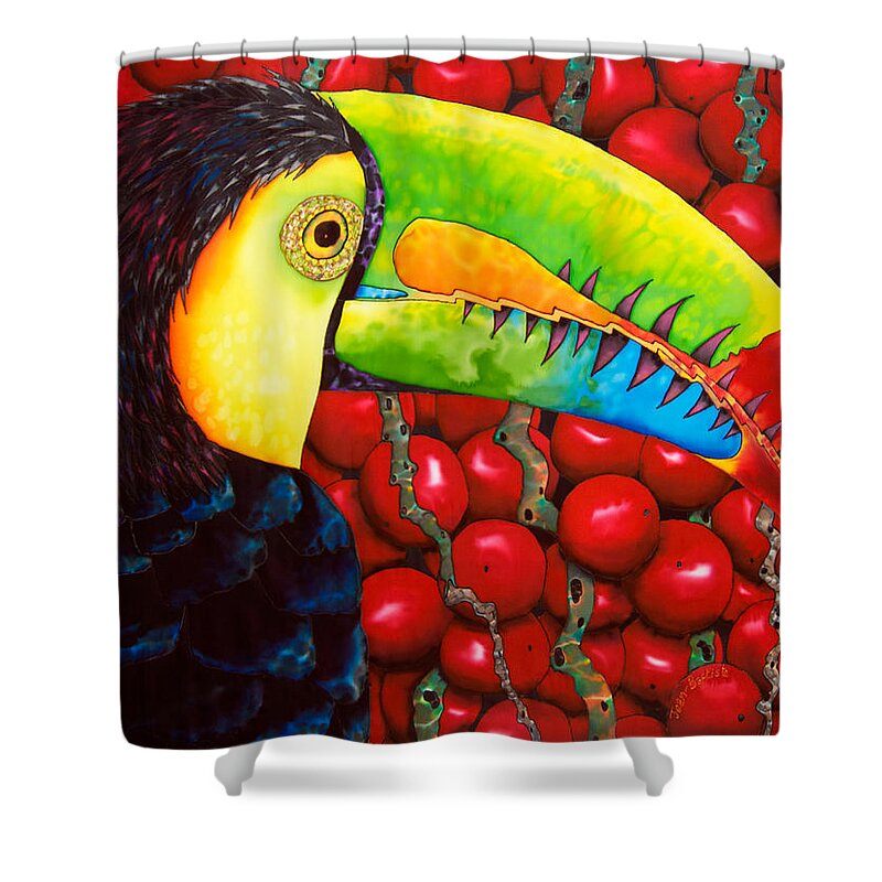 Toucan Shower Curtain featuring the painting Rainbow Toucan by Daniel Jean-Baptiste