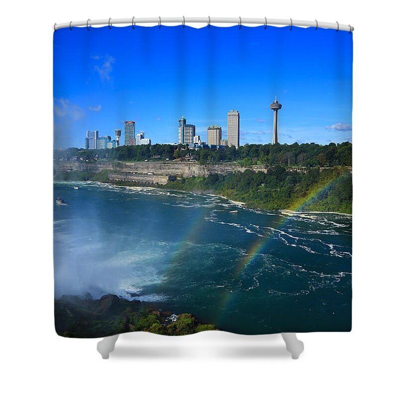 Rainbows Over Niagara Shower Curtain featuring the photograph Rainbows Over Niagara by Rachel Cohen