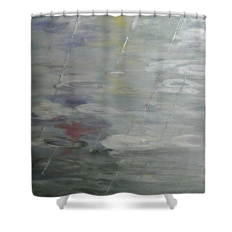 Rain Shower Curtain featuring the painting Raindrops by Lynne McQueen