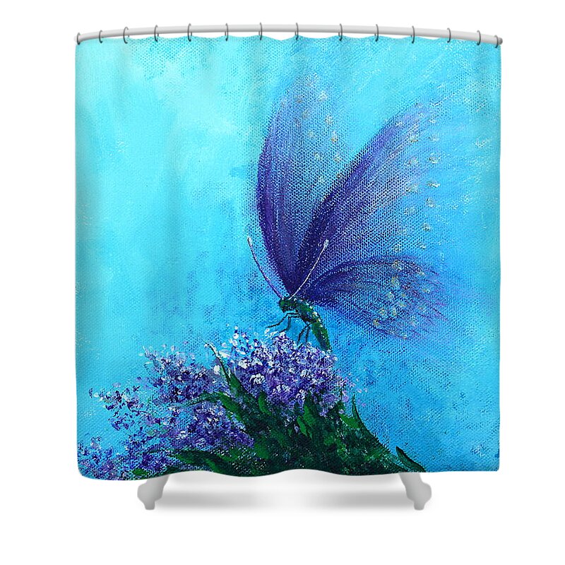 Butterfly Shower Curtain featuring the painting Raised in Glory by Kume Bryant