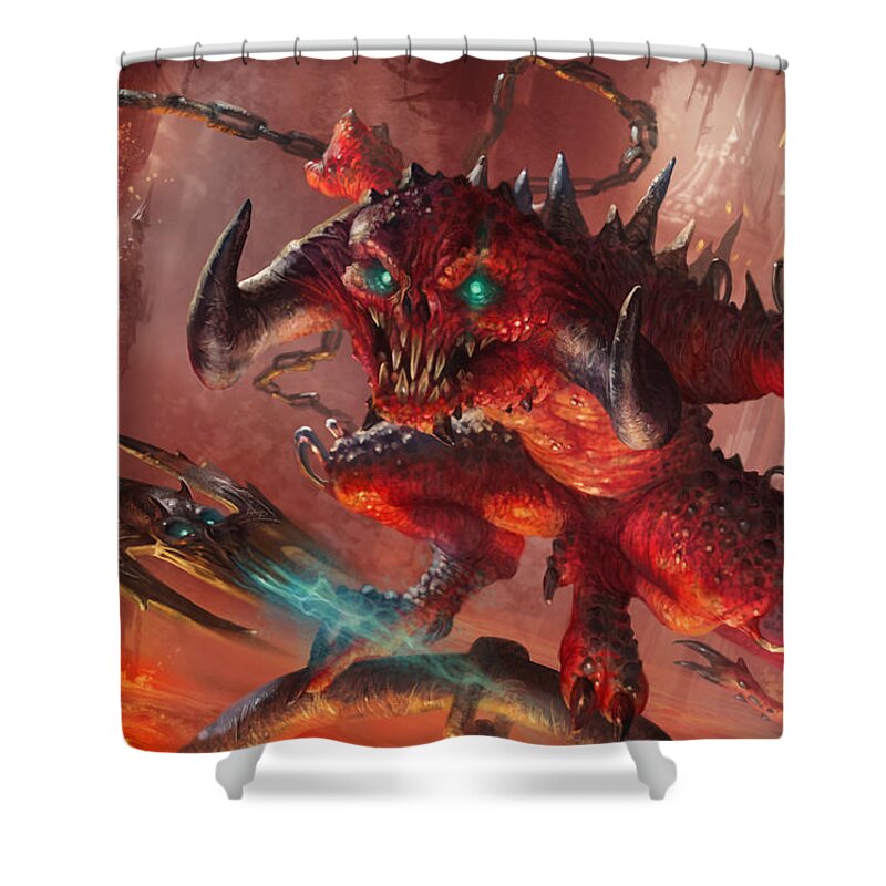 Magic The Gathering Shower Curtain featuring the digital art Rakdos Cackler by Ryan Barger