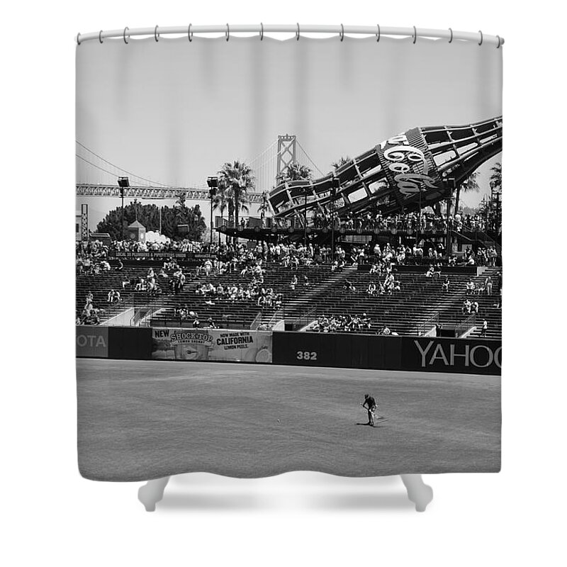 San Francisco Giants Shower Curtain featuring the photograph Raking The Lawn by Eric Tressler
