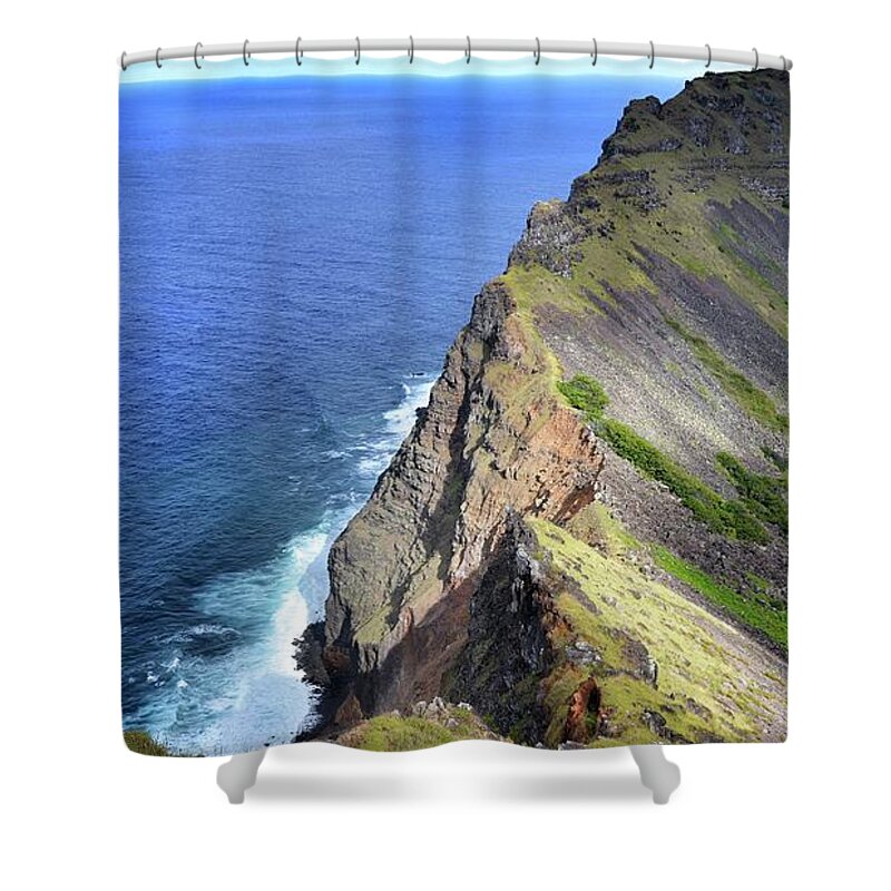 Tranquility Shower Curtain featuring the photograph Rano Kau And Ocean by 27ray Ii
