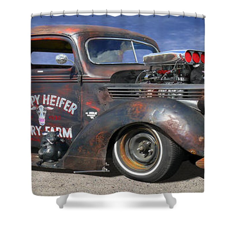 Transportation Shower Curtain featuring the photograph Rat Rod on Route 66 3 by Mike McGlothlen