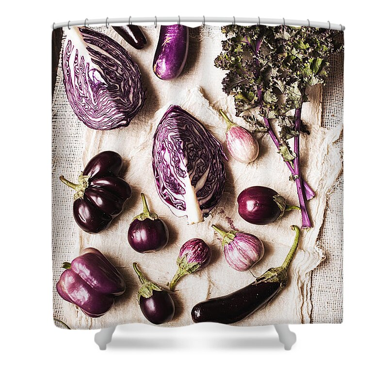 San Francisco Shower Curtain featuring the photograph Raw Purple Vegetables by One Girl In The Kitchen