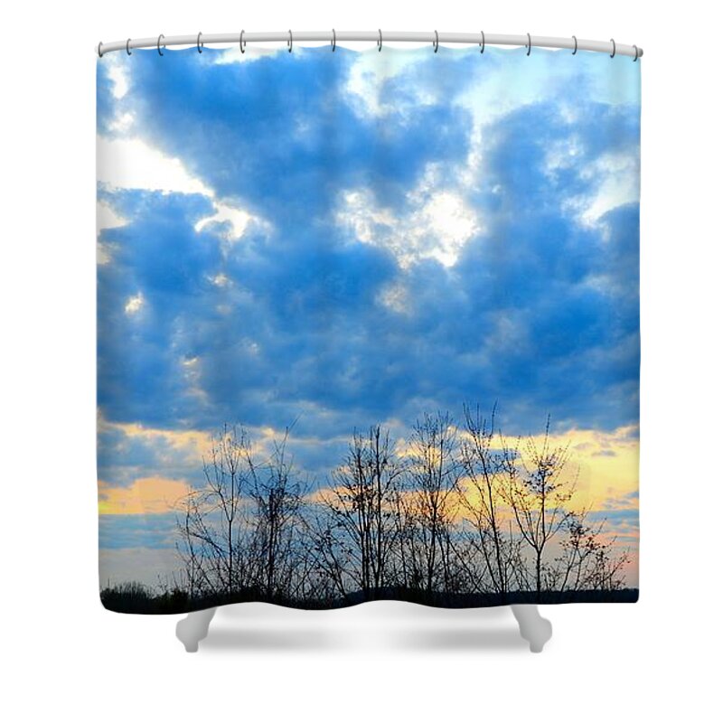 Blue Shower Curtain featuring the photograph Reach Out and Touch the Sky by Linda Bailey