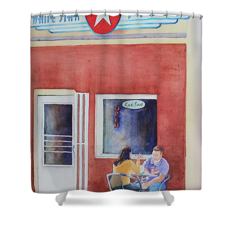 Diner Shower Curtain featuring the painting Real Food by Ruth Kamenev
