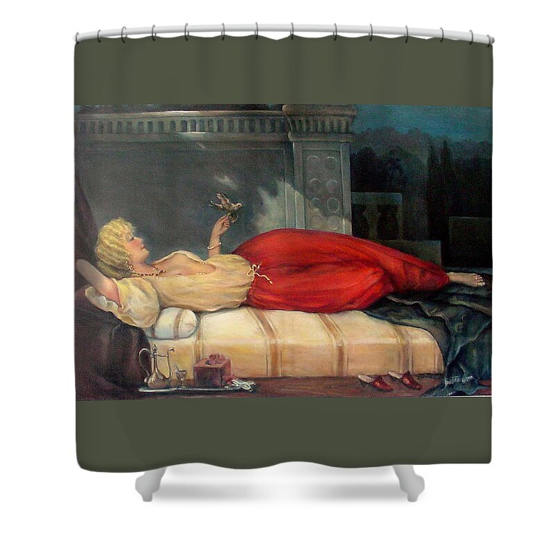 Reclining Woman Shower Curtain featuring the painting Reclining Woman by Donna Tucker