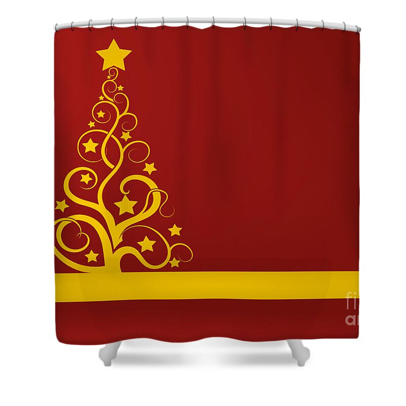 Christmas Shower Curtain featuring the digital art Red and gold Christmas card by Martin Capek