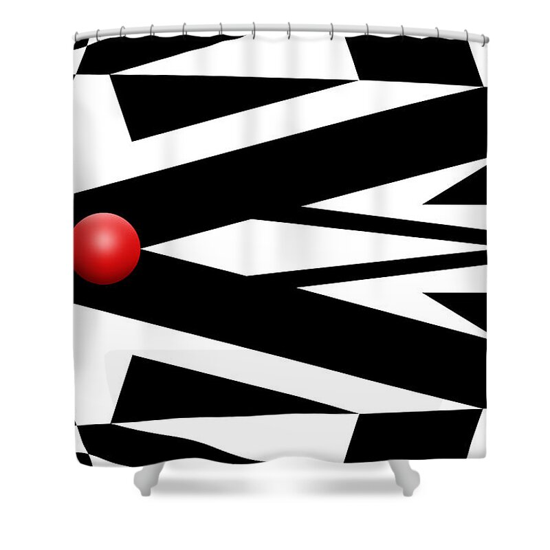 Abstract Shower Curtain featuring the digital art Red Ball 27 by Mike McGlothlen