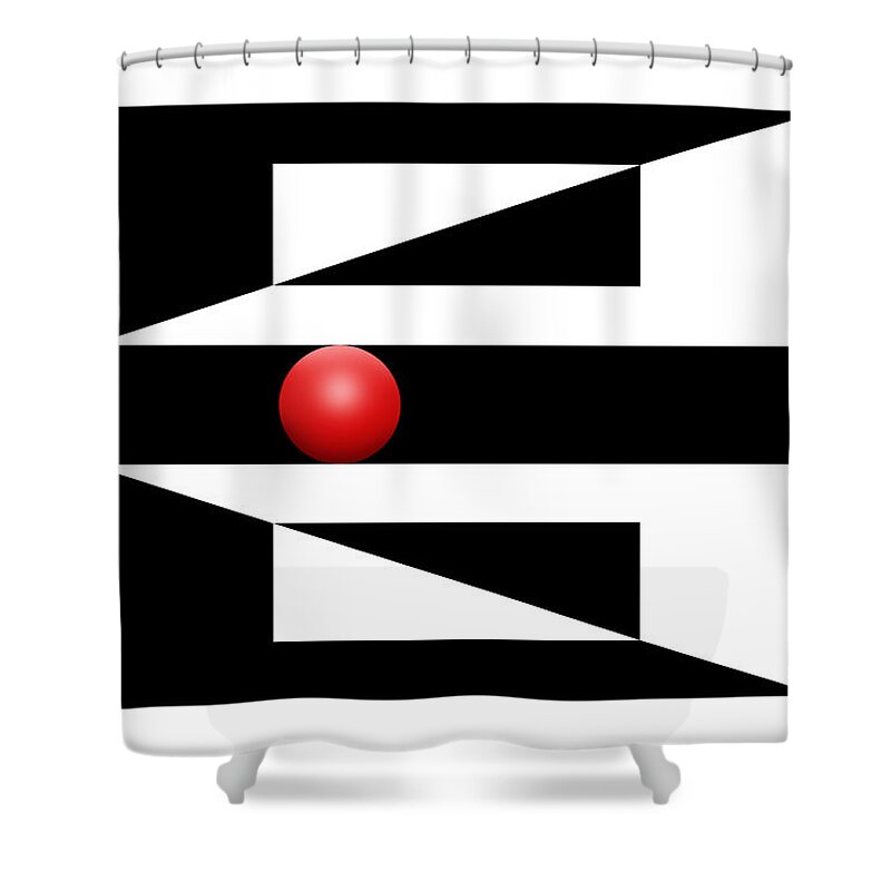Abstract Shower Curtain featuring the digital art Red Ball 3 by Mike McGlothlen