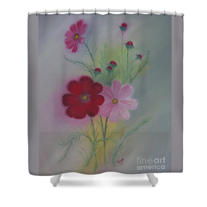 Flowers Shower Curtain featuring the painting Red by Barbara Hayes