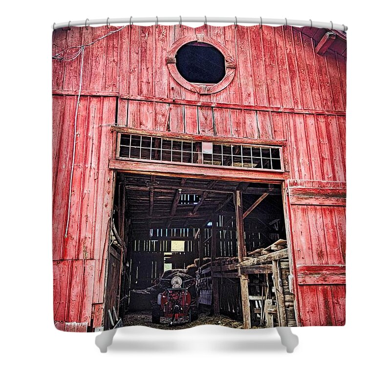 Wooden Red Barn Shower Curtain featuring the photograph Red Barn by Joan Reese