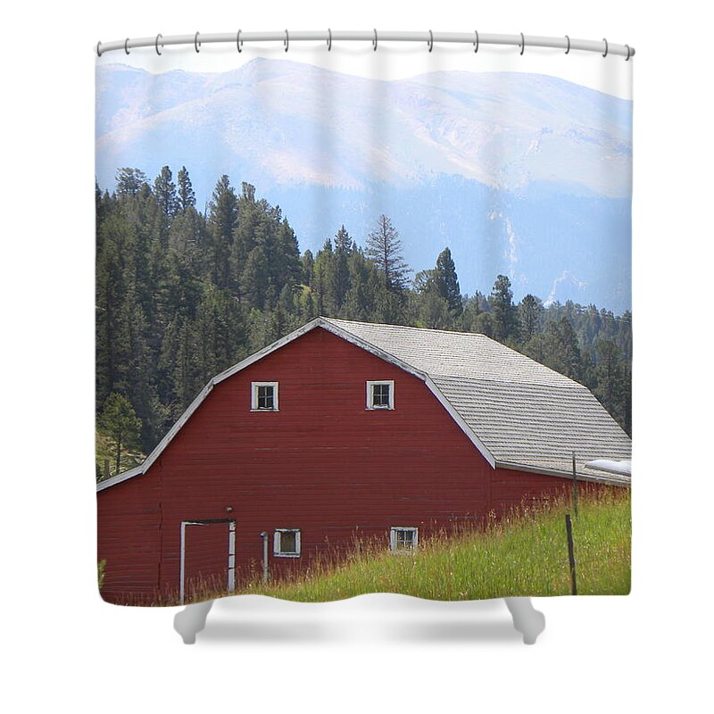 Barn Shower Curtain featuring the photograph Barn - Pikes Peak Burgess Res Divide CO by Margarethe Binkley