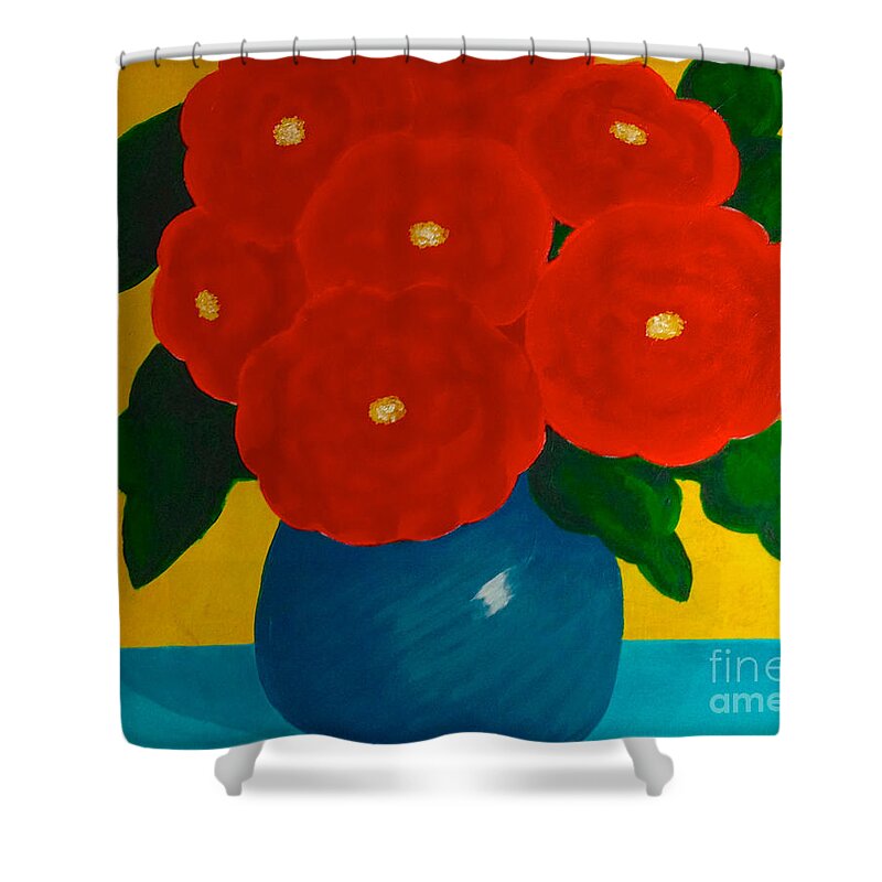 Red Bouquet Shower Curtain featuring the painting Red Bouquet by Anita Lewis