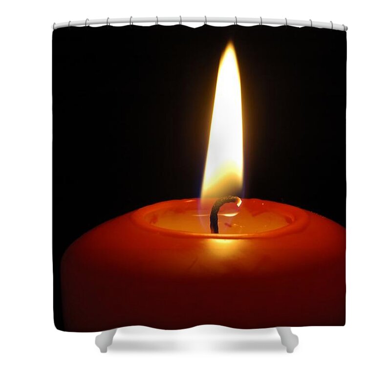 Candle Shower Curtain featuring the photograph Red candle burning by Matthias Hauser