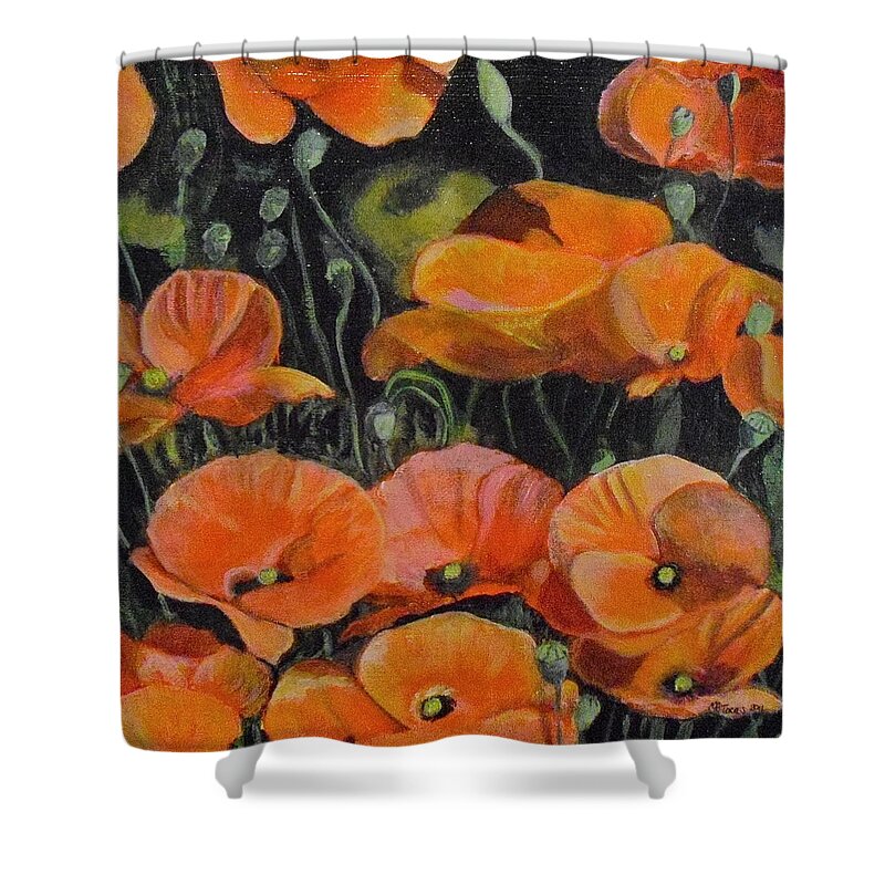 Poppies Shower Curtain featuring the painting Red Corn Poppies by Melissa Torres
