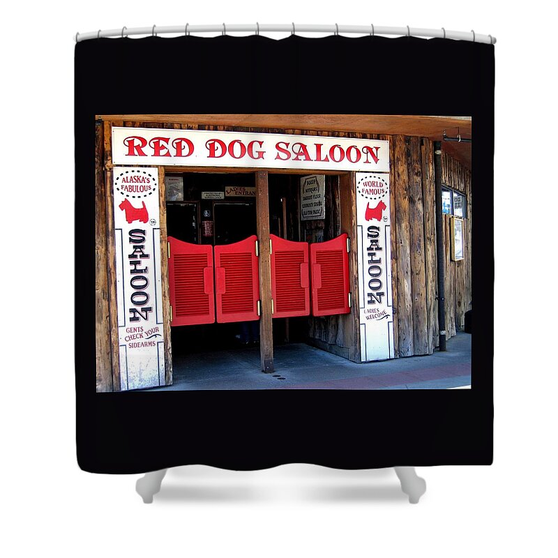 Animal Shower Curtain featuring the photograph Red Dog Saloon Juneau by Jay Milo