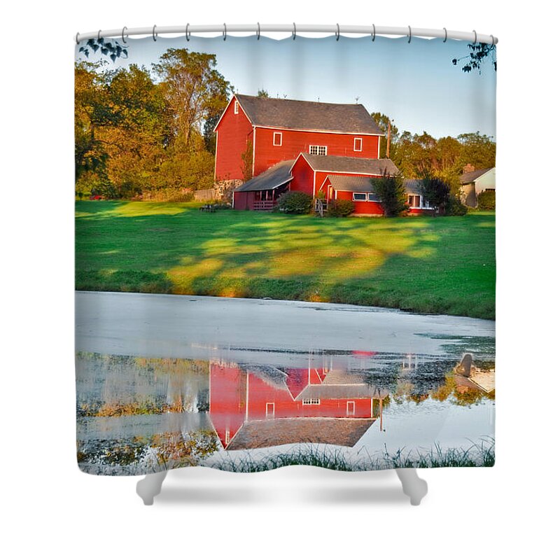 Red Shower Curtain featuring the photograph Red Farm House by Gary Keesler