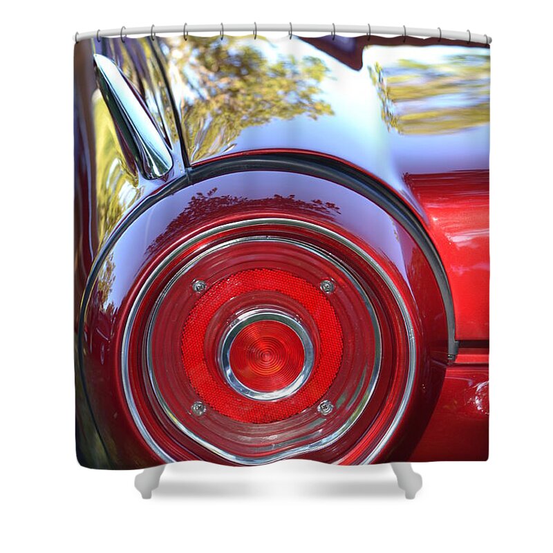 Red Shower Curtain featuring the photograph Red Ford Tailight by Dean Ferreira